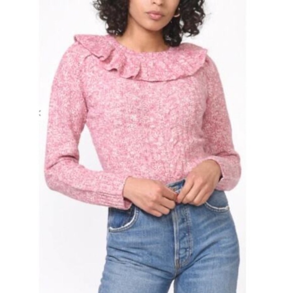 GREYLIN Claris Cozy Lurex Knot Sweater in Magneta Pink Wool Blend in Sz Large - Picture 1 of 9
